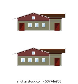 Different facades of brick house. Vector illustration