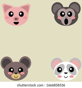 a different face animals and also different emojis too.