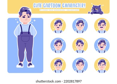 different face emotion fat boy cartoon character collection 2