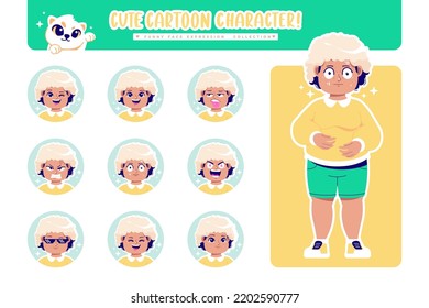 Different Face Emotion Fat Girl Cartoon Character Collection