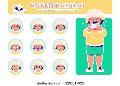 Different Face Emotion Fat Girl Cartoon Character Collection 2