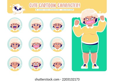 Different Face Emotion Fat Girl Cartoon Character Collection 3