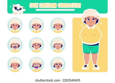 Different Face Emotion Fat Girl Cartoon Character Collection 4