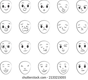 Caras diferentes en contorno blanco y negro