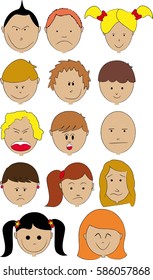 Different Faces Cartoon Vector Drawing Stock Vector (Royalty Free ...