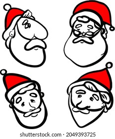 Different faces of Santa Claus