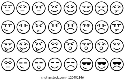 different faces set isolated