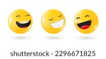 Different facial emoticons 3d vector set. Emoji isolated on white background with shadow