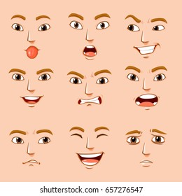 Different facial expressions of human illustration