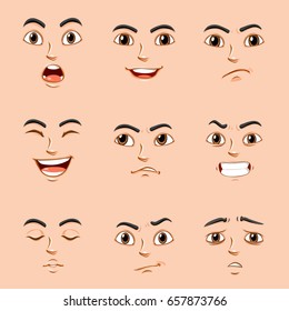 Different facial expressions of human illustration