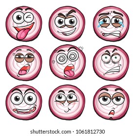 Different facial expressions on onion illustration