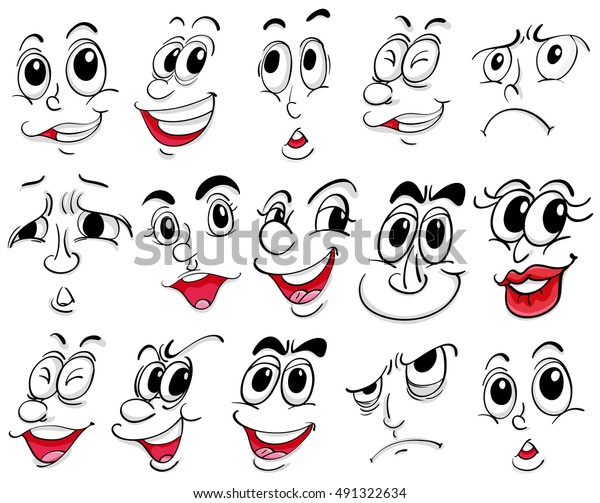 Different Facial Expressions On White Background Stock Vector (Royalty ...