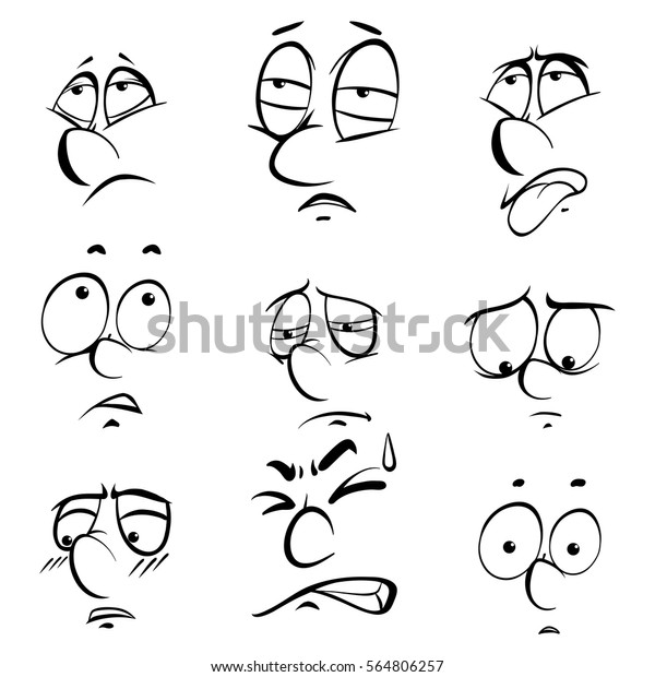 Different Facial Expressions On White Background Stock Vector (Royalty ...