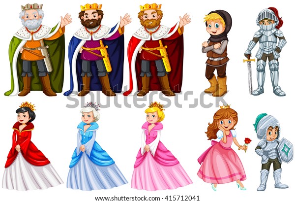 Different Fairytales Characters On White Background Stock Vector ...