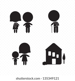 Different Family Icons (concepts, illustrations, silhouettes), Vector file