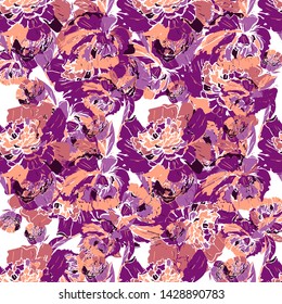 Different fantasy flowers are the seamless pattern in abstract style on a colorful background. Vector floral background. Summer background. Design illustration vector. Vector spring template.