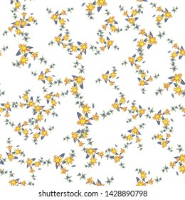 Different fantasy flowers are the seamless pattern in abstract style on a colorful background. Vector floral background. Summer background. Design illustration vector. Vector spring template.