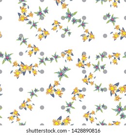 Different fantasy flowers are the seamless pattern in abstract style on a colorful background. Vector floral background. Summer background. Design illustration vector. Vector spring template.