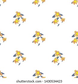 Different fantasy flowers are the seamless pattern in abstract style on a colorful background. Vector floral background. Summer background. Design illustration vector. Vector spring template.