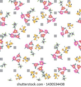 Different fantasy flowers are the seamless pattern in abstract style on a colorful background. Vector floral background. Summer background. Design illustration vector. Vector spring template.