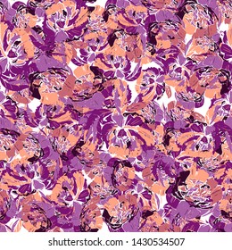 Different fantasy flowers are the seamless pattern in abstract style on a colorful background. Vector floral background. Summer background. Design illustration vector. Vector spring template.