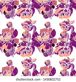 Different fantasy flowers are the seamless pattern in abstract style on a colorful background. Vector floral background. Summer background. Design illustration vector. Vector spring template.