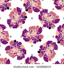 Different fantasy flowers are the seamless pattern in abstract style on a colorful background. Vector floral background. Summer background. Design illustration vector. Vector spring template.