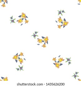 Different fantasy flowers are the seamless pattern in abstract style on a colorful background. Vector floral background. Summer background. Design illustration vector. Vector spring template.