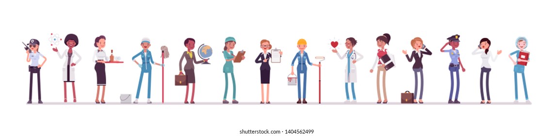 Different Female Professions Business Working People Stock Vector ...