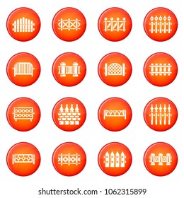 Different fencing icons set vector red circle isolated on white background 
