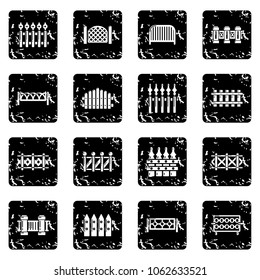Different fencing icons set vector grunge isolated on white background 