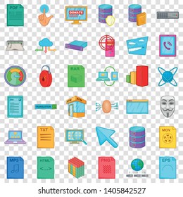 Different file icons set. Cartoon style of 36 different file vector icons for web for any design