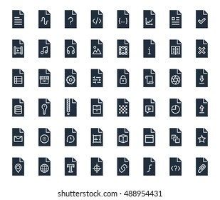 Different file types vector icon set
