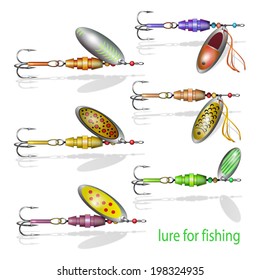 Different fishing baits isolated on white background.