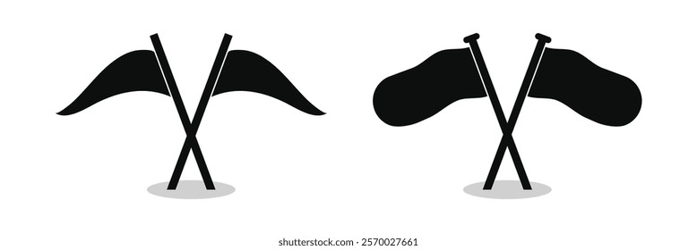 Different flag icons set. Black flags icons and pennants signs isolated on white background for infographic. Eps 10.