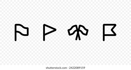 Different flag icons set. Waving flags as location map mark, gps symbol. Vector EPS 10