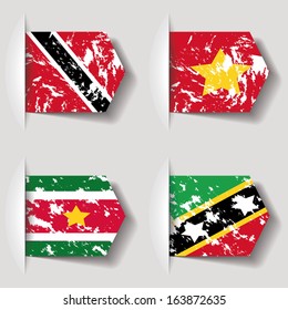 different flags with dirty effect on a white background