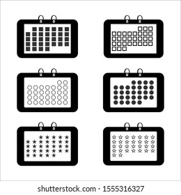 Different flat calendars of web mobile icons vector symbols logos.
Calendars outline icons isolated on white background.