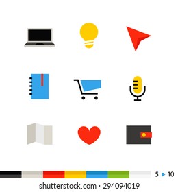 Different flat design web and application interface icons collection. 
Set 5 of 10
