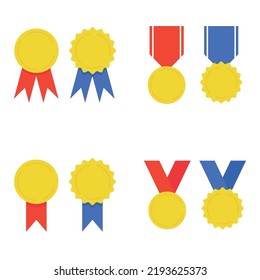 Different flat gold medal collection