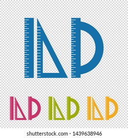 Different Flat Ruler Icons - Vector Illustrations - Isolated On Transparent Background