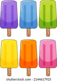 Different flavors of popsicles illustration