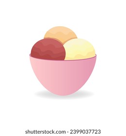 Different flavours ice cream scoops in cup, sorbet ice cream cup