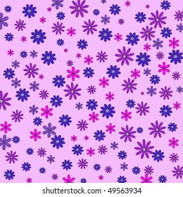 Different flowers on the pink background