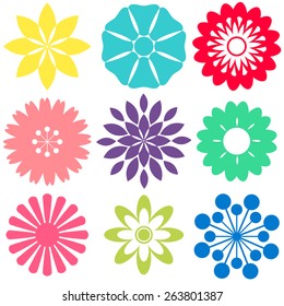 Diferentes diseños de formas de flores de fondo blanco
