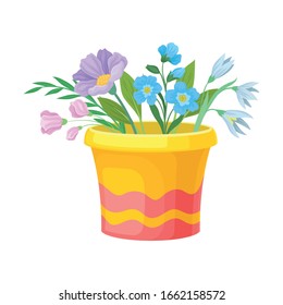Verschiedene Blumen und Zwiebeln in Töpfen einzeln auf weißem Hintergrund Vektorillustration Illustration