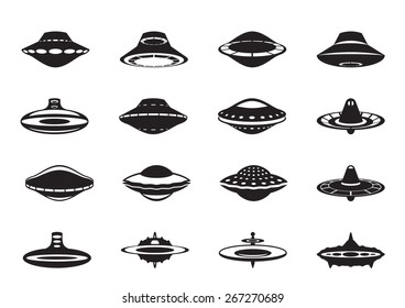 Different flying saucers - vector illustration