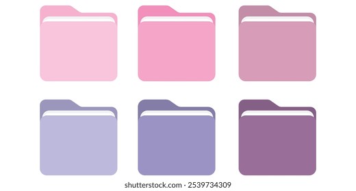 Different folder icon set. Opened and closed folders collection. Flat open folder icon set for paper design. Document icon vector. eps 10