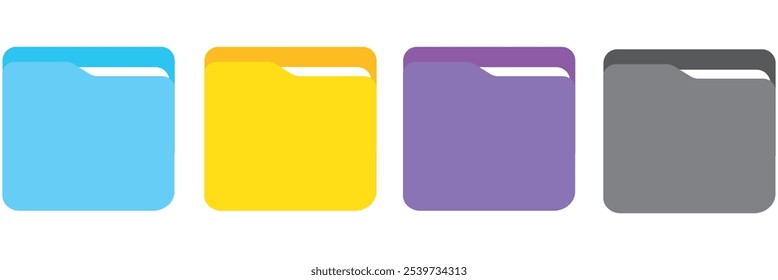 Different folder icon set. Opened and closed folders collection. Flat open folder icon set for paper design. Document icon vector. eps 10