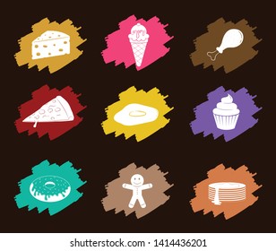 Different Food Item Icon Collection - Vector